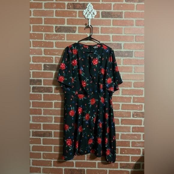 Fashion Union | Black Floral Midi Dress - Picture 1 of 7